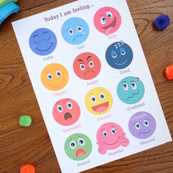 Emotion Faces A4 Print & 12 Large Individual Faces on A4 - Printable Digital Download