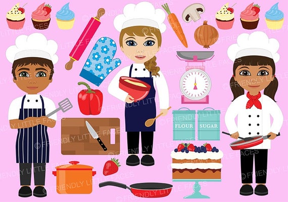 Chefs and Cooking Accessories Clipart Digital Download 