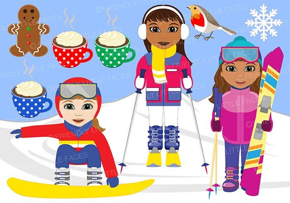Skiing Clipart Digital Download Etsy