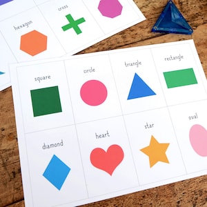 Formes Flashcards - Téléchargement numérique imprimable - 16 formes 2D