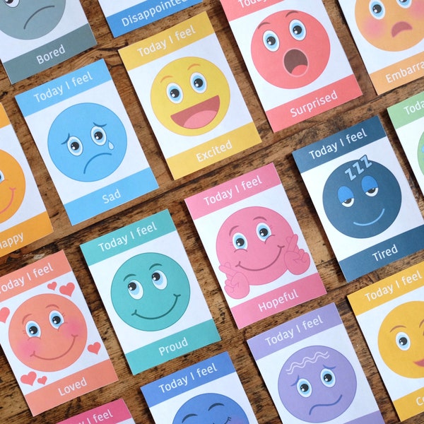 Emotion Cards - 18 Faces - Printable Digital Download