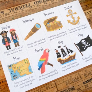 Pirate themed flashcards - Printable Digital Download