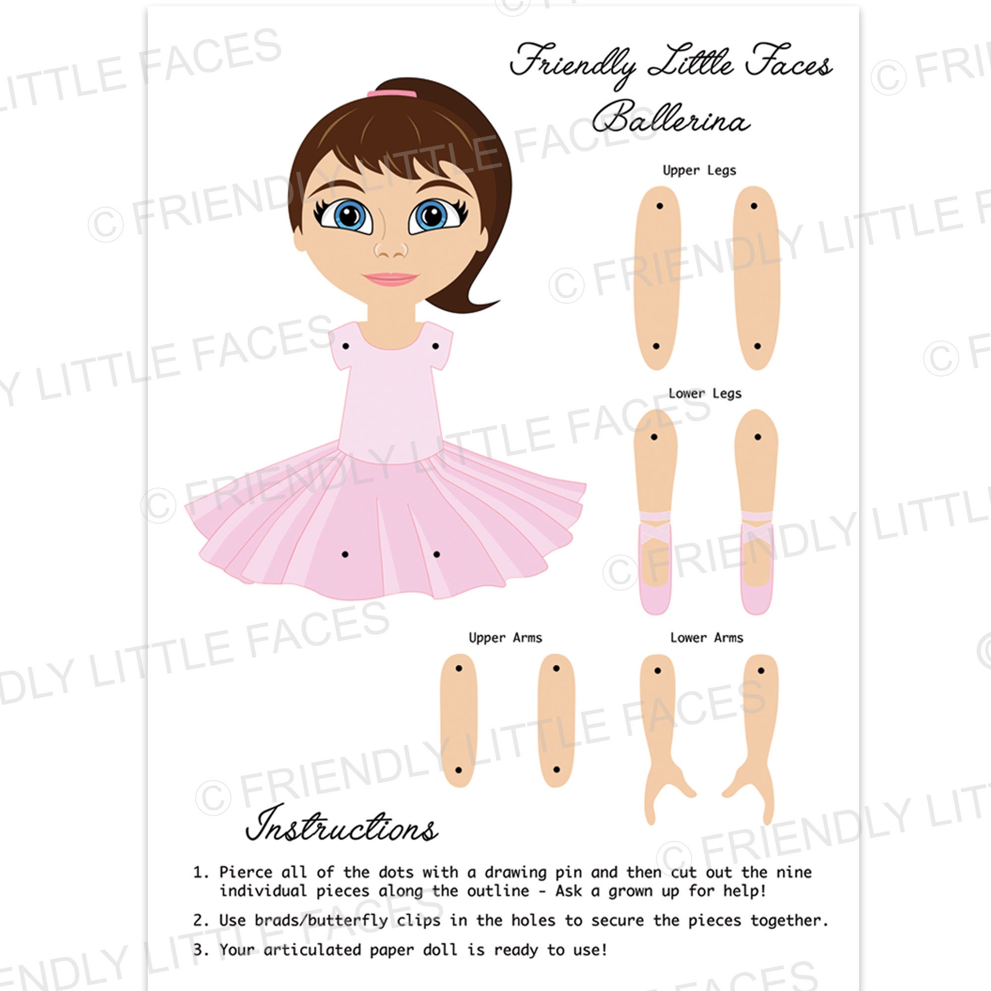 Paper Doll Printable Girls Kids Toys Craft Kit Instant Digital Download 