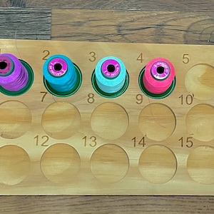 Elegant Wooden 15 Spools Holder for Embroidery Thread - 1000m Isacord Thread compatible