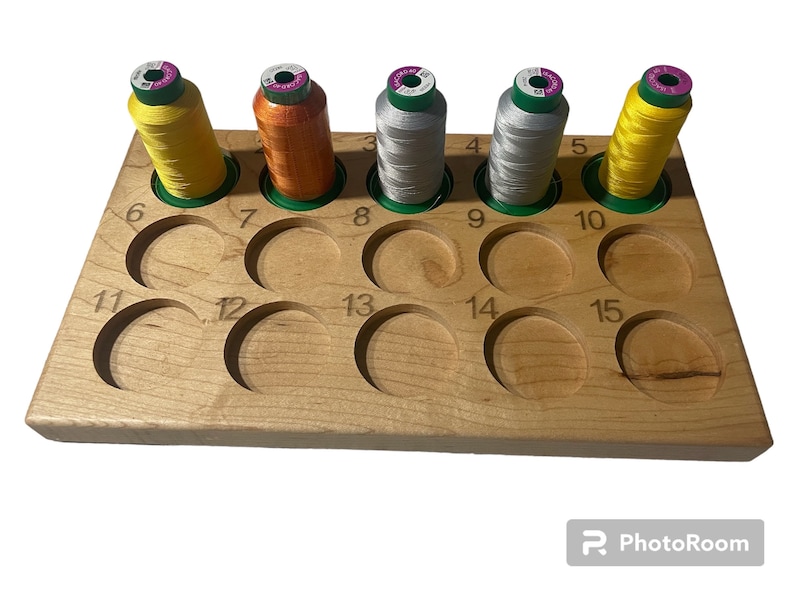 Handcrafted Isacord Thread Holder, Hardwood Embroidery Organizer 15 Spools, Wooden Thread