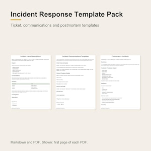 Incident Response Template Pack, Postmortem, Incident Ticket and Status Update Templates, Markdown and PDF for DevOps and SRE Teams
