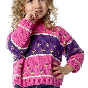 Fleur Jumper Pdf Knitting Pattern 1-7 years Sweater