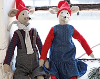 Carla & Carl - Patron de couture de Noël avec deux souris de Noël