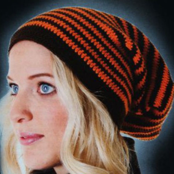 Striped Rasta Hat * Clouch Hat * Long and short styles *Crochet Pattern