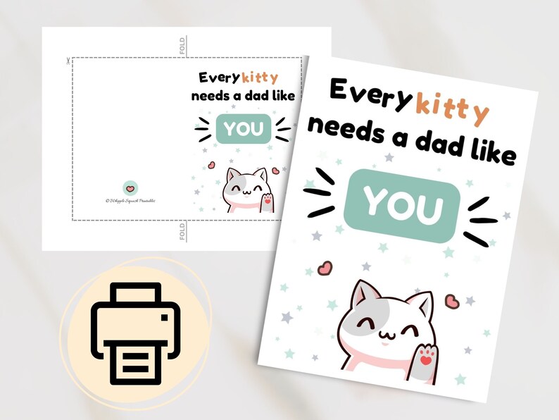 PRINTABLE Fathers Day Card From the Cat, Cat Dad Card for Father's Day ...