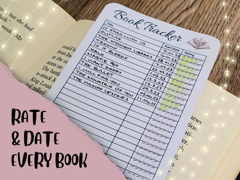 PRINTABLE Book Tracker Bookmark Singlesided 52 Books Reading Log