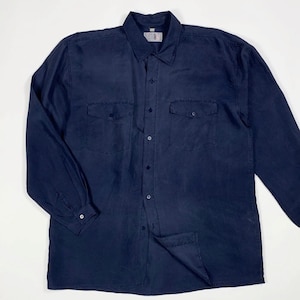 Small crazy used men&#39;s shirt vintage XL blue long sleeve used shirt T7997