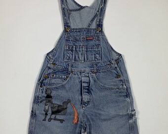 Americanino dungarees shorts jeans used vintage S bib overall blue denim T8668