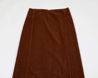 Genuine wear 19.70 maxi skirt woman used corduroy 46 W32 brown T8153