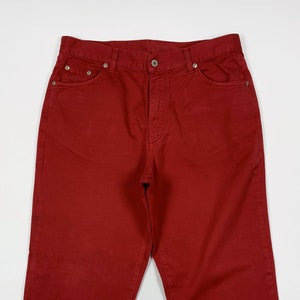 Cotton belt men&#39;s trousers used W34 size 48 red straight leg boyfriend T8288