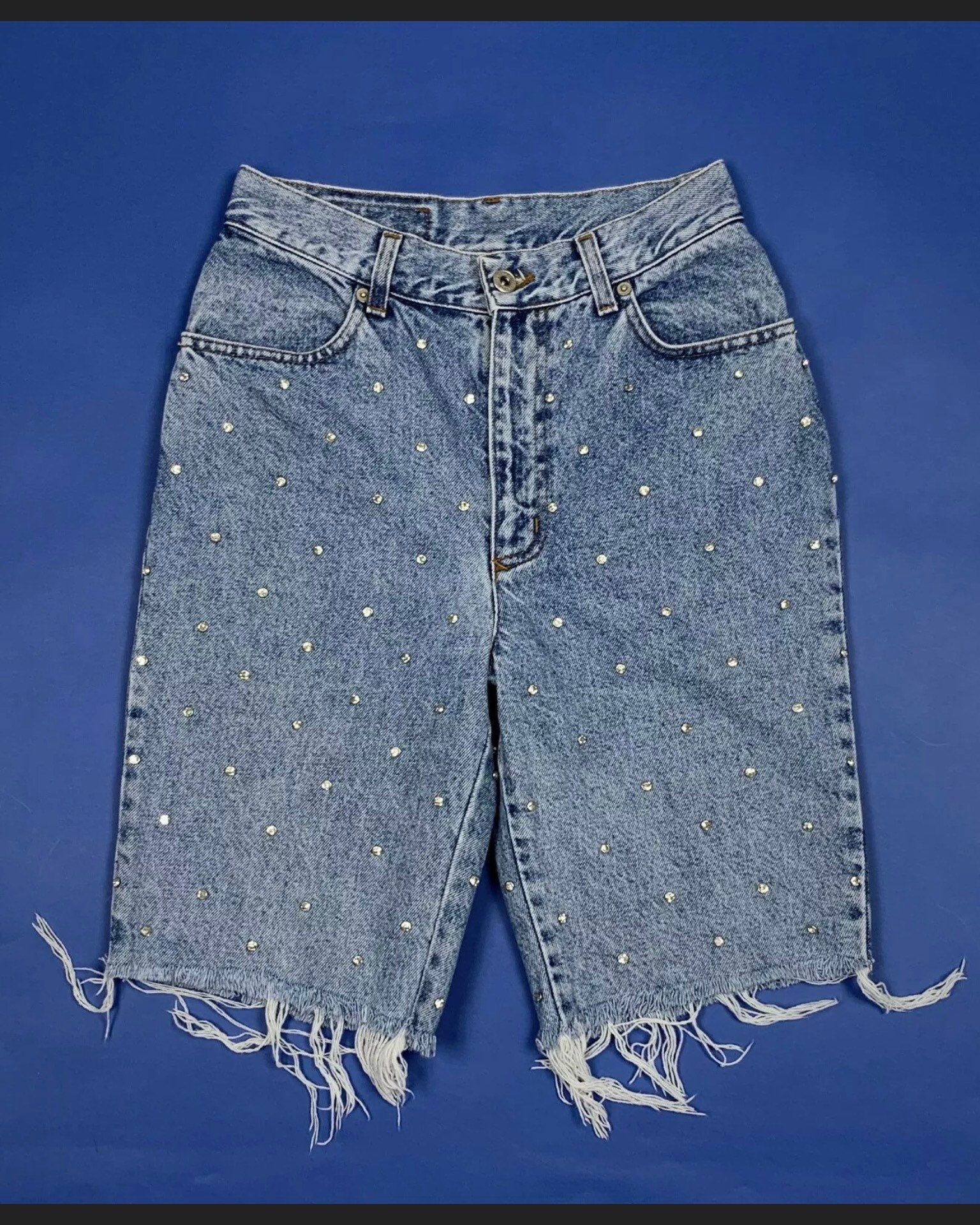 Shorts Custom Rhinestone Jeans Woman Used Studs Hot W28 Tg42 Shorts Custom Rhinestone Jeans Woman Used Studs Hot W28 Tg42