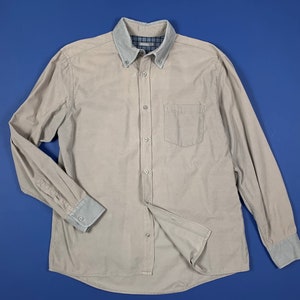 Joyful Men&#39;s Used Shirt XL Long Sleeve Corduroy Blue Gray T8237