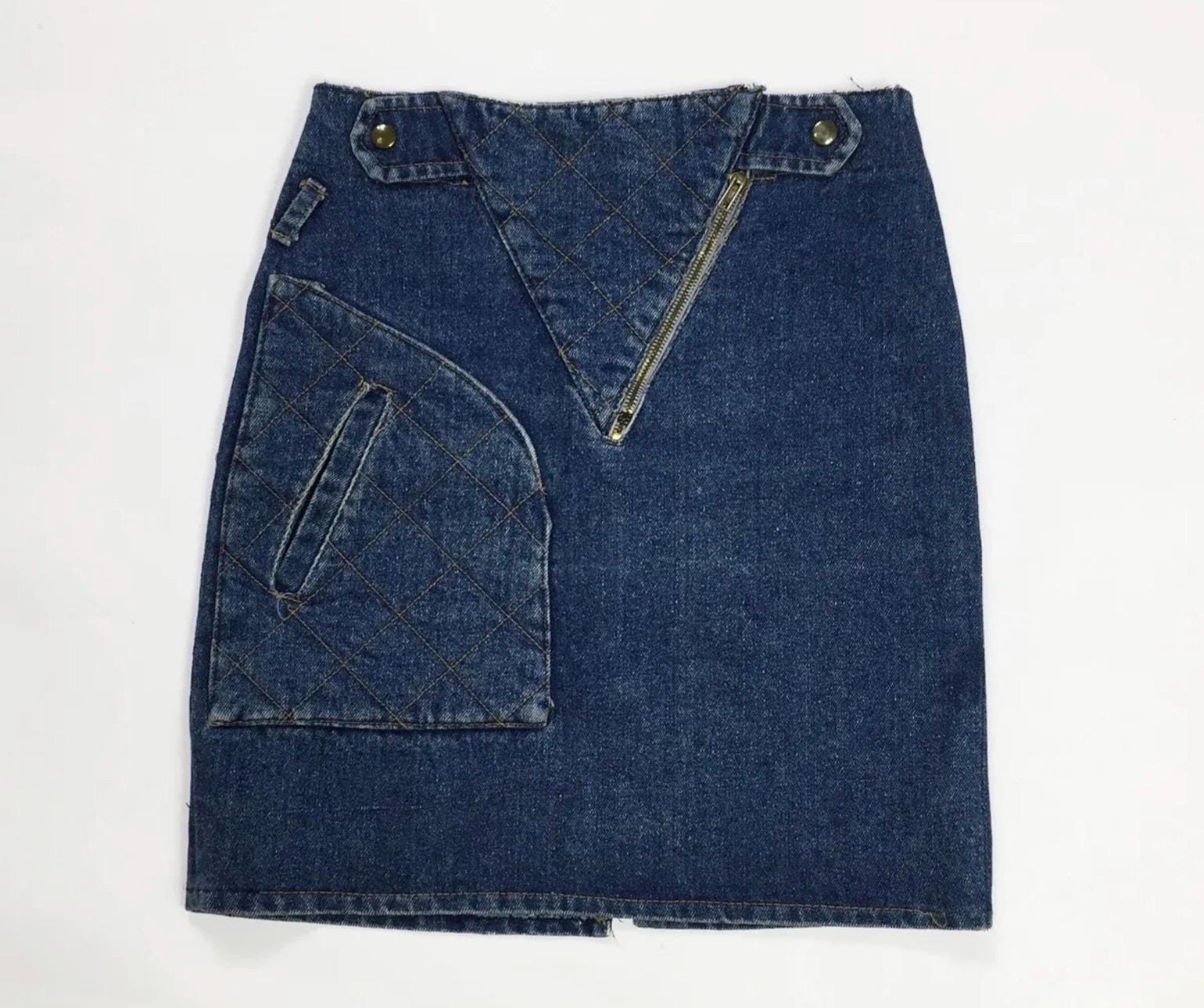 Short Denim Skirt W26 Size 40 Used Miniskirt Blue Used