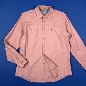 MCS used men&#39;s shirt L custom fit pink long sleeve fashion man T8224