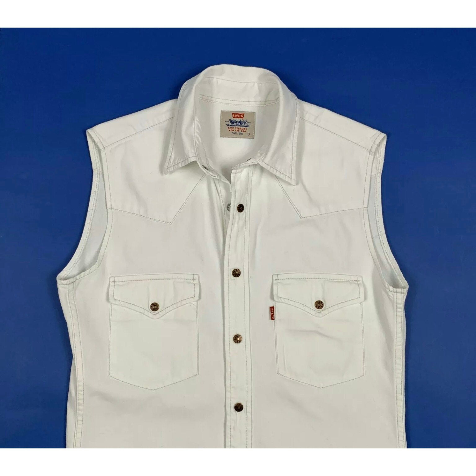 Levis 60601 Sleeveless Jeans White S Denim Jacket Vest Man - Etsy UK