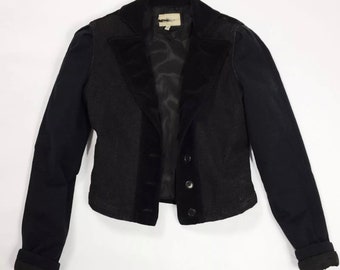 Blumarine jacket jeans velvet elegant luxury vintage woman used jacket T4198