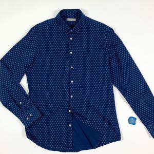 Manganaro used men&#39;s shirt M 40, 15 3/4, fit long sleeve shirt fashion T8956