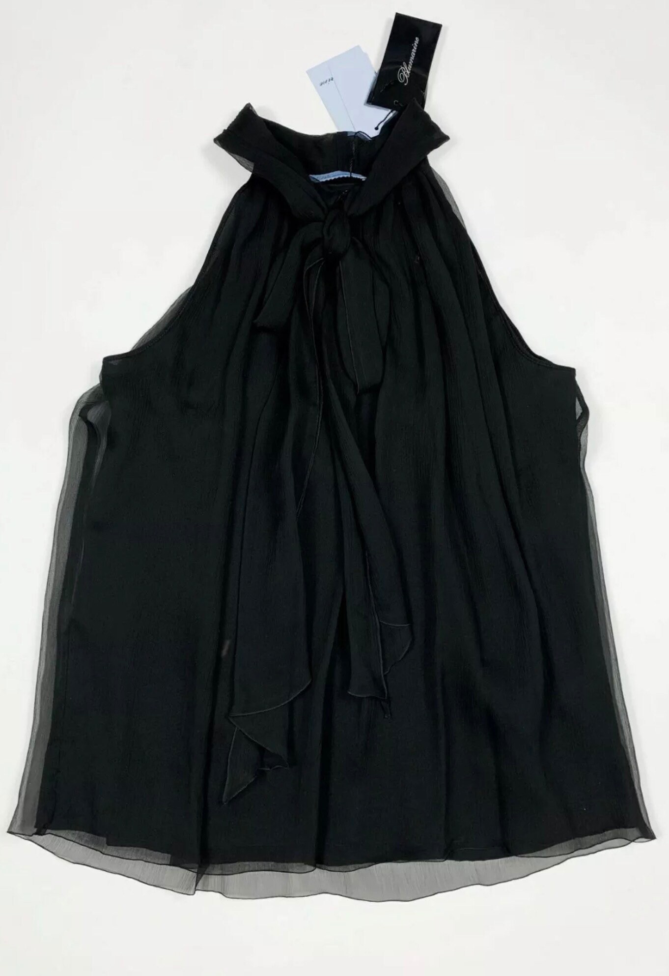 Tシャツ・カットソー BLUMARINE Black Silk Blouse Blumarine Blouse Top Sleeveless Shirt Silk Size 44 D38