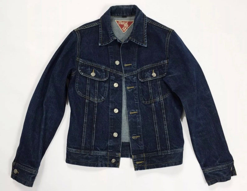 Meltin pot giubbino giacca jeans jacket S blu donna vintage usato denim T2615
