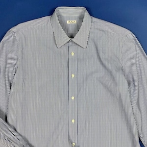 Battaglia shirt shirt used men L 42 long sleeve blue stripes regular T6509