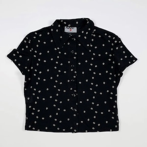 Avant shirt woman vintage used S floral shirt short sleeve black top T8042