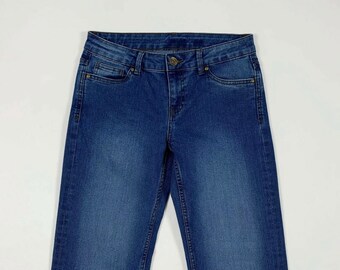 【THEAIRTOWN】cat leather jeans ★S/M 72d Jeans Woman Used Capri Denim W28 Tg42 Blue Leg Straight