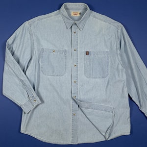 Big star used men&#39;s denim shirt jeans shirts XXL light blue long sleeve T8587