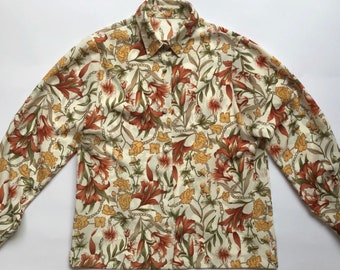 Shirt blouse shirt blouse long sleeve vintage S floral used T847