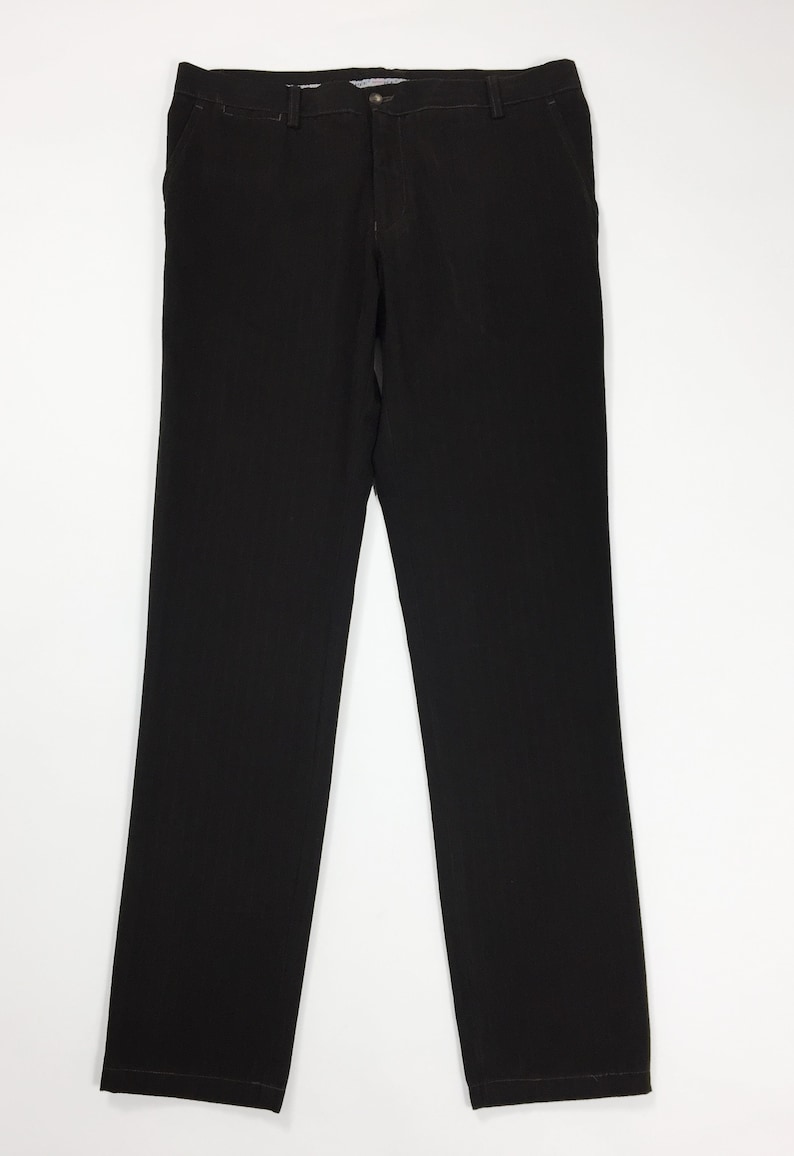 Desiree pantalone a riga marrone uomo usato gamba dritta W40 tg 54 cotone T4729