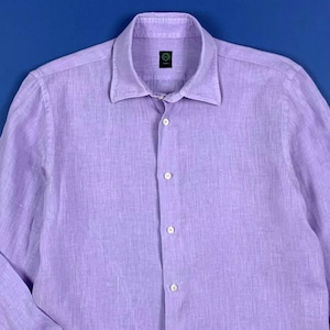 Sirio Herren Hemd Used Lila Leinen M Shirt Slim Langarm Boyfriend T7512
