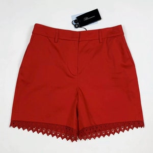 Blumarine women&#39;s shorts Red high waist lace W28 Tg42 D36 luxuryT6492