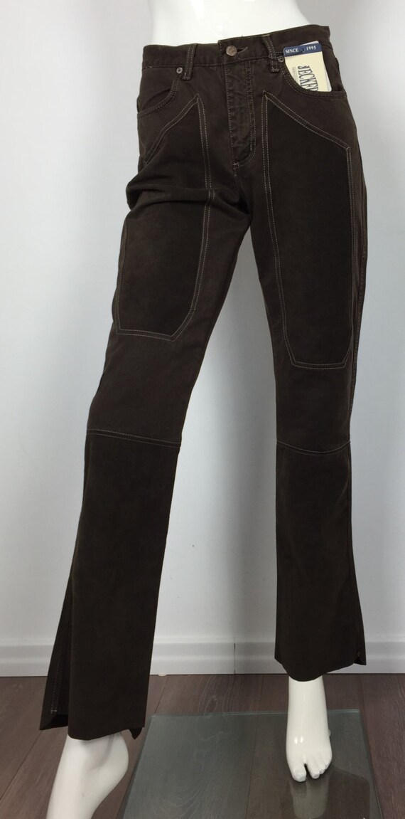 Jeckerson Pantalone Atz67d W28 Tg 42 Zampa Bootcut Alcantara Marrone Jeans Donna Waist Sigaretta Slim Usato Shop Luxury
