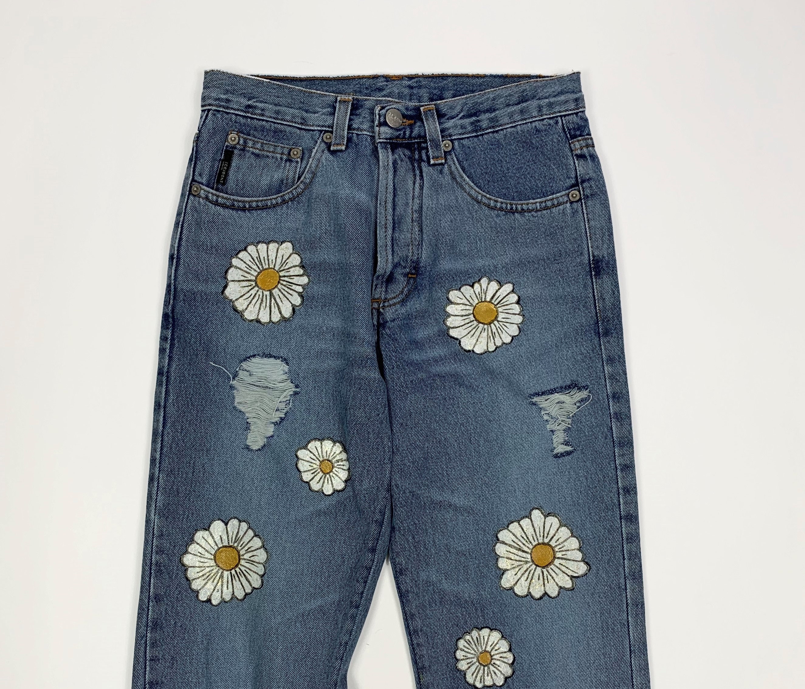 デニム・ジーパン Denim Jeans With Flower Motif Sa770de0fb7c74e87a962d7b8b28c3