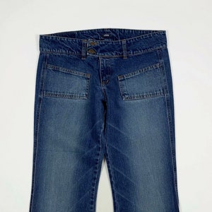 UMM Damen Used Flare Bootcut Flared Jeans W30 Größe 44 Blau Low Waist T7604