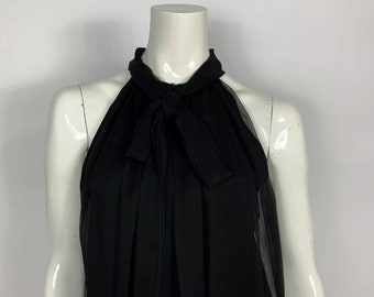 Blumarine Bluse, ärmelloses Seidenhemd, modisch-schick, schwarz T6506