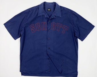 Schott chemise homme occasion XL chemise bleu manches courtes été vintage T5341
