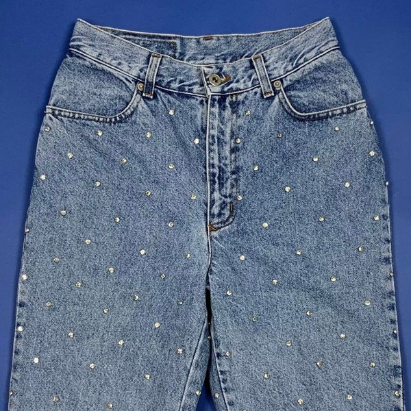 Shorts custom strass jeans donna usato borchie hot W28 Tg42 destroyed T5511