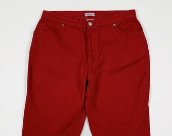 Max & co jeans corto donna usato capri W30 tg 44 vita alta denim red rosso T8263