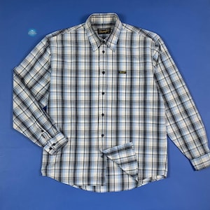 Wrangler used men&#39;s shirt L checkered long sleeve shirt man T8941