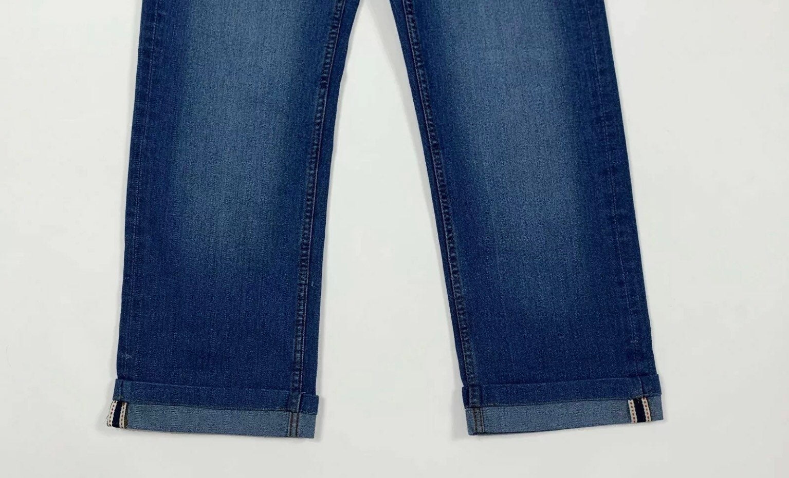 【THEAIRTOWN】cat leather jeans ★S/M 72d Jeans Woman Used Capri Denim W28 Tg42 Blue Leg Straight