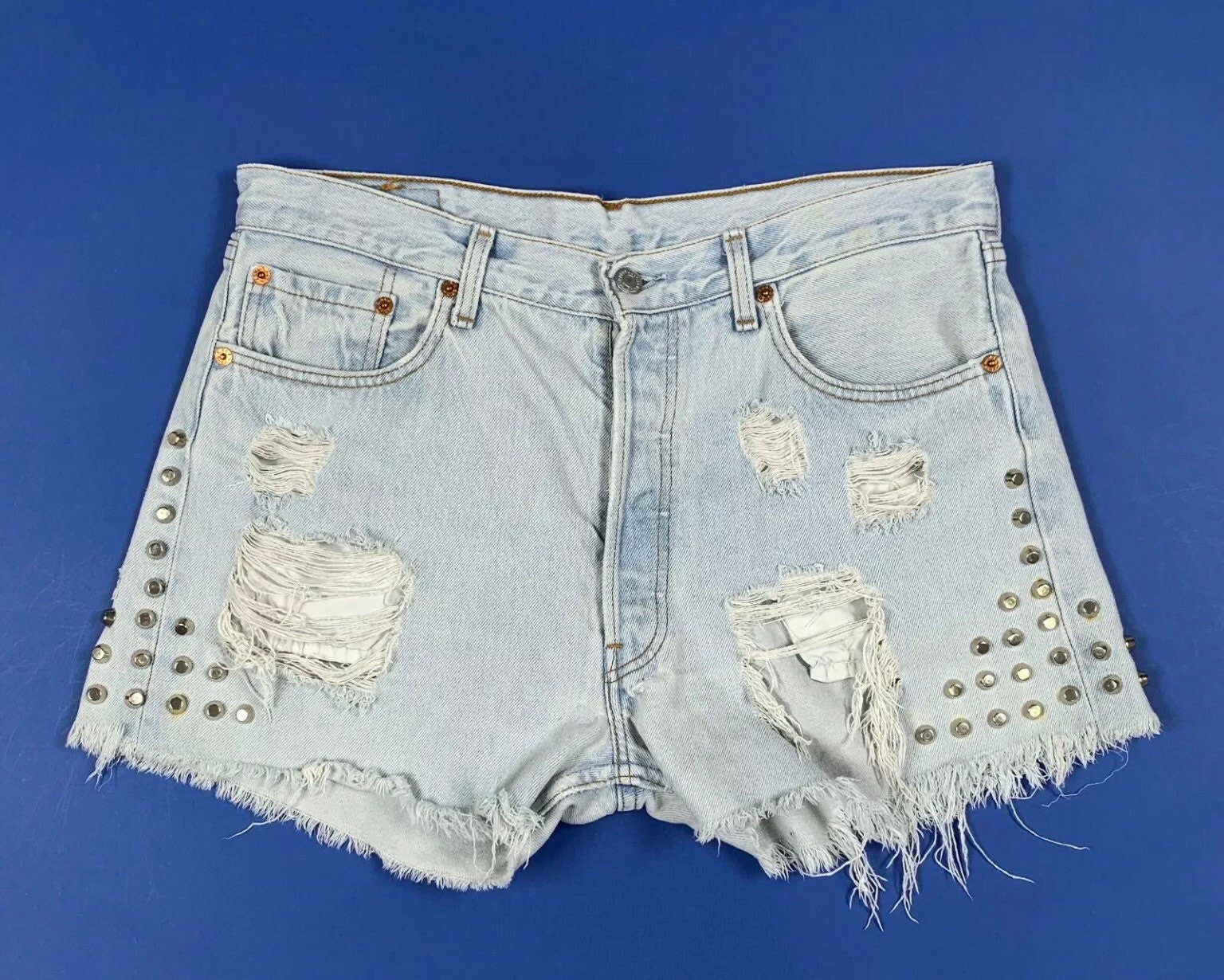 Levis 501 Shorts Jeans Donna Usato Destroyed Borchie Sexy Hot | Etsy Norway