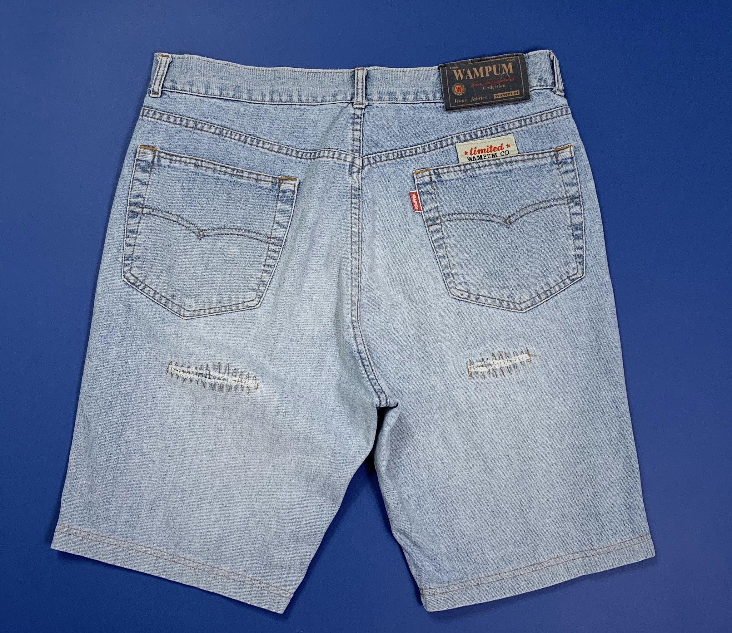 Wampum shorts jeans hombres usados denim azul novio W36 tg 50 vintage T4859  -  México
