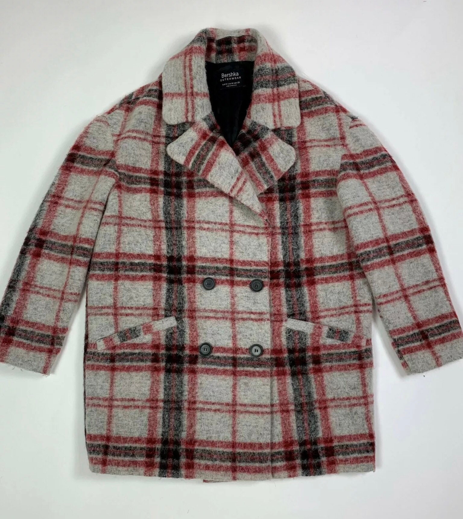 Bershka check coat best sale