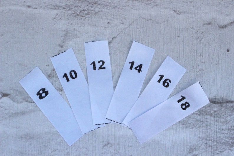 15mm Polyester Clothes Size Labels Sew in Size Labels. - Etsy UK