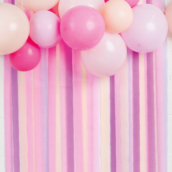 Pink Paper Party Streamers, Rose Party Backdrop. 